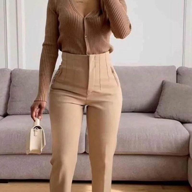 TRAF High Waist Women's Trousers - Office Wear & Casual Style - Buy Center