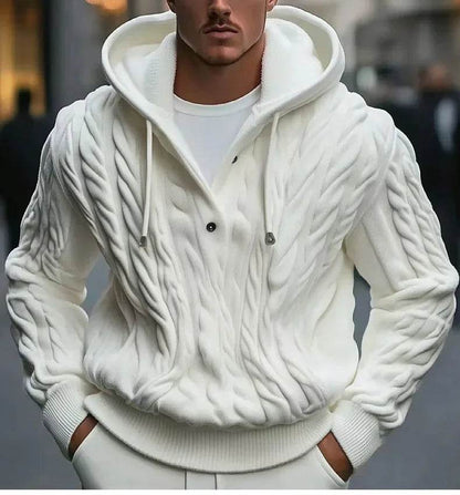 Men Sweatshirts Pullovers Sweaters Solid Casual Loose Splice Hooded Knitted Drawstring Regular Thick Warm Tops Autumn Winter - Buy Center