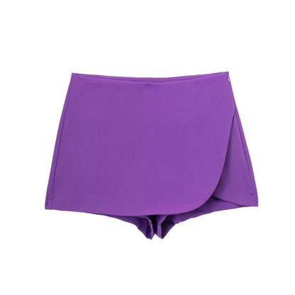 Women's High Waist Mini Skort - Stylish Brown & Pink Casual Wear - Buy Center