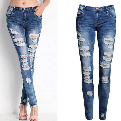 Liva Girl High Waist Ripped Jeans for Women - Skinny Denim Style - Buy Center