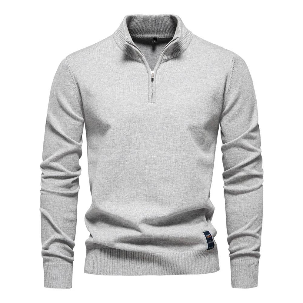 ZHANLINWU Men's Casual Pullover - Warm Half-Zip Solid Color Sweater - Buy Center