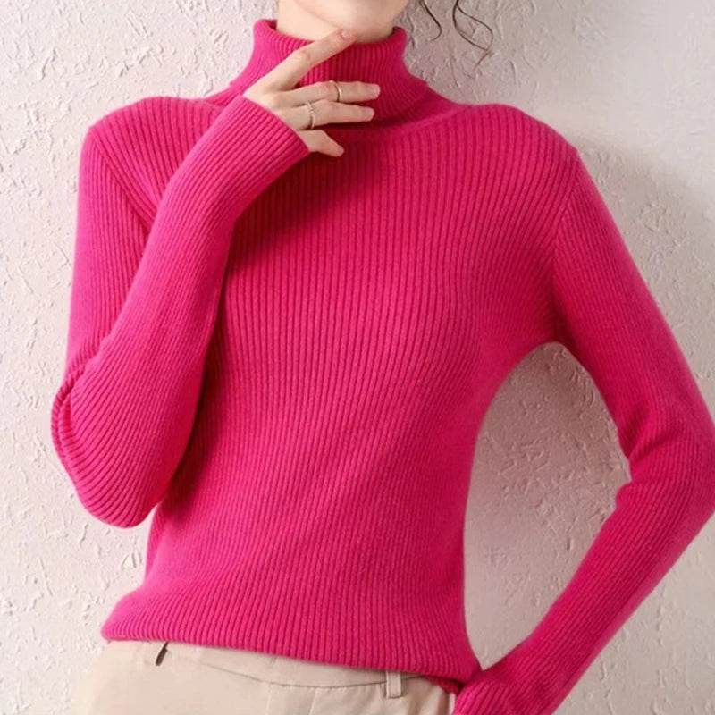 Women's Fall Turtleneck Sweater - Soft Cashmere Knit Pullover - Buy Center