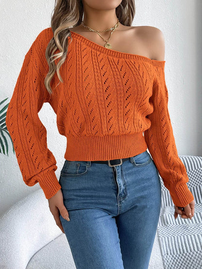 LUSMAY Women's Casual Off-Shoulder Pullover Sweater - Autumn Style - Buy Center