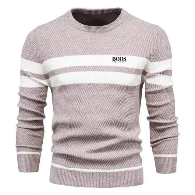 New Autumn Pullover Men's Sweater O-neck Patchwork Long Sleeve Warm Slim Sweaters Men Casual Fashion Sweater Men Clothing - Buy Center