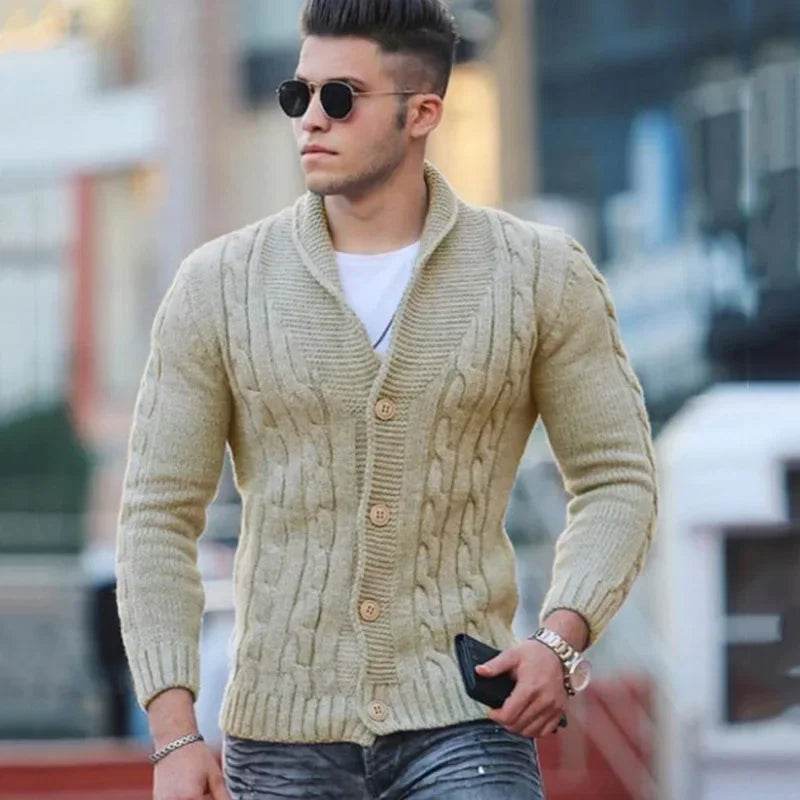 Kalenmos Men’s V-Neck Loose Sweater - Cozy Casual Cardigan for Autumn - Buy Center