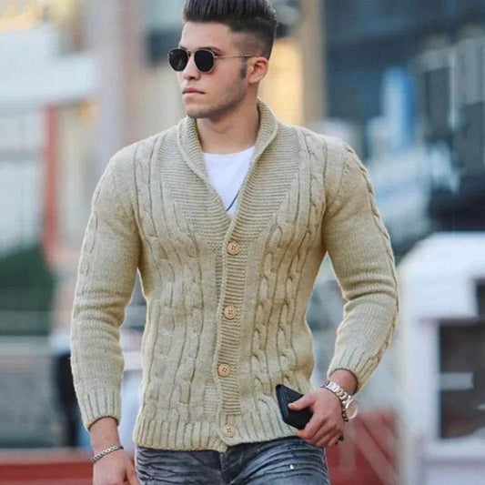 Kalenmos Men’s V-Neck Loose Sweater - Cozy Casual Cardigan for Autumn - Buy Center
