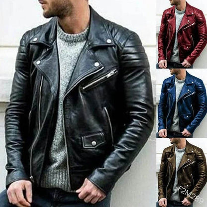 CPSYMYM Men's Faux Leather Jacket - Stylish Zippered Punk Coat - Buy Center