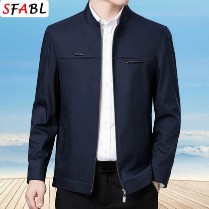 MANTLCONX Men's Thin Solid Color Jacket - Casual Business Wear for Spring - Buy Center