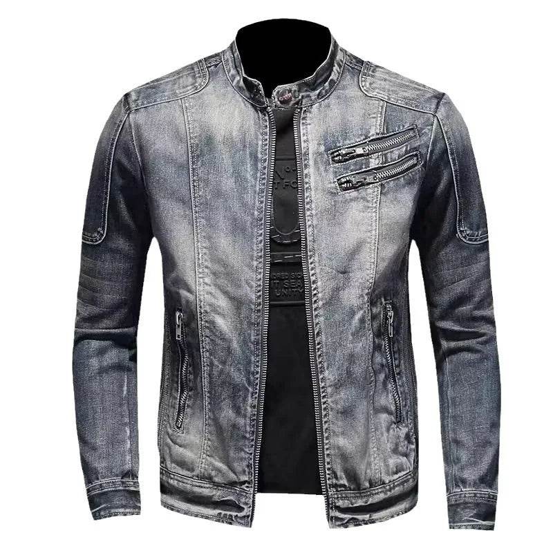Wulend Men’s Slim Fit Denim Jacket - Casual Zipper Coat for Autumn - Buy Center