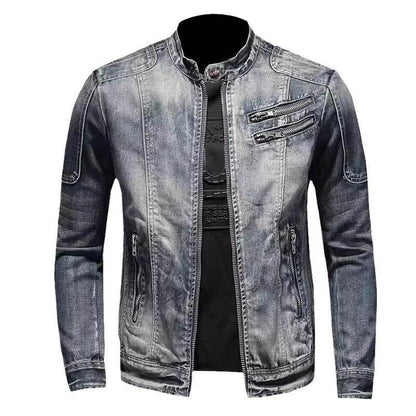 Wulend Men’s Slim Fit Denim Jacket - Casual Zipper Coat for Autumn - Buy Center
