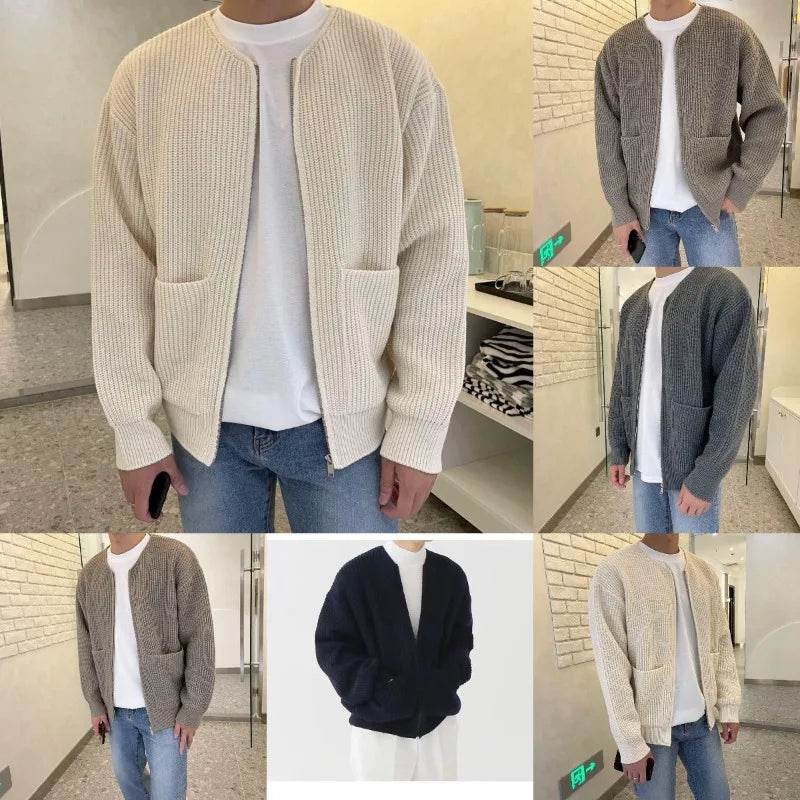 Men's Slim-Fit Cardigan Zipper Sweater - Casual Autumn & Winter Top - Buy Center