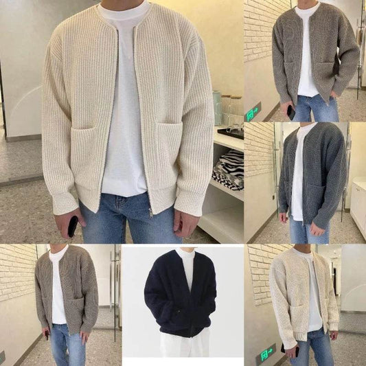 Men's Slim-Fit Cardigan Zipper Sweater - Casual Autumn & Winter Top - Buy Center