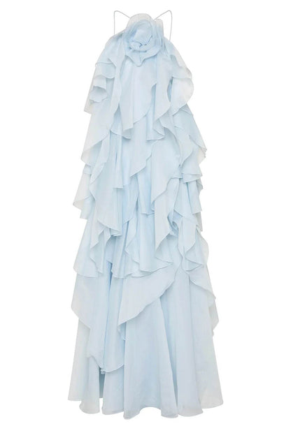 Elegant Backless Ruffled Halter Dress for Women - Luxurious Party Look - Buy Center