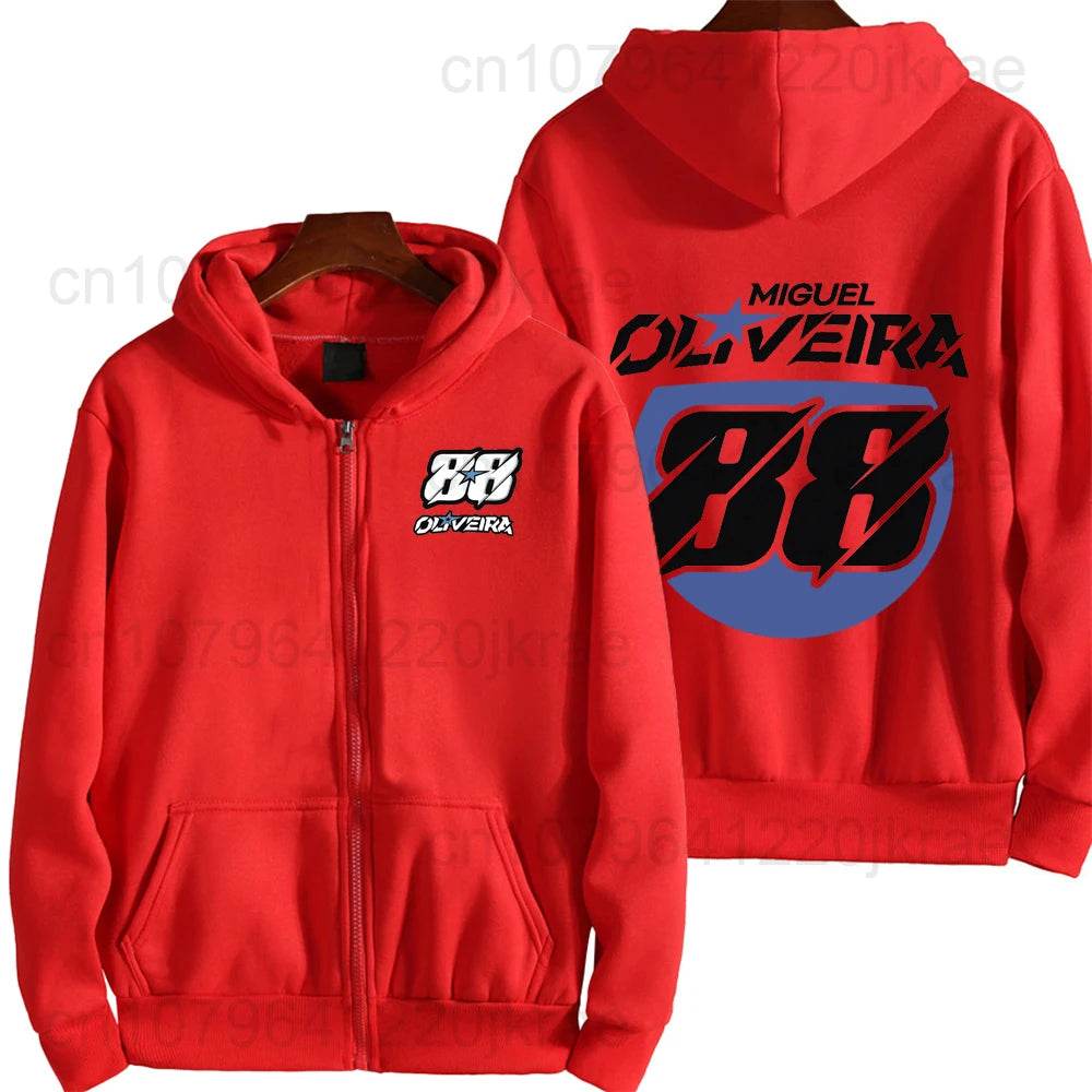 Miguel Oliveira 88 Logo Men's Zip Up Hoodie - Casual Spring Autumn Wear - Buy Center