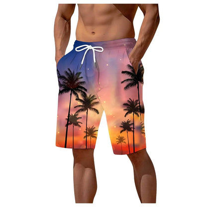 Men's Palm Tree Gradient Fashion Shorts - Quick Dry Summer Swim Trunks - Buy Center