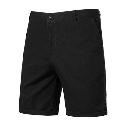GQXAON Men's Solid Color Cotton Knee Shorts - Casual Bermuda Style - Buy Center