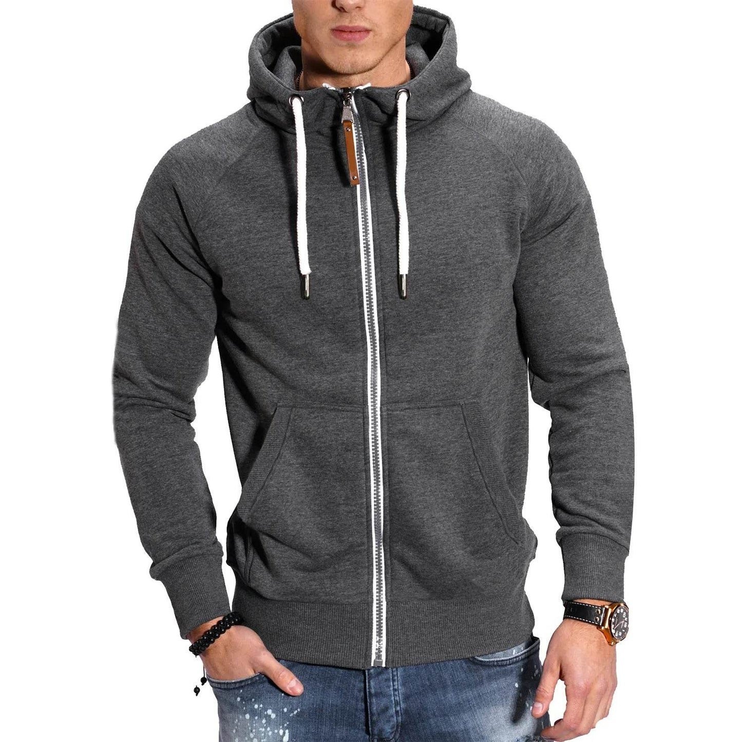 2024 Men's Hooded Cardigan - Zippered Casual Hoodie with Raglan Sleeves - Buy Center