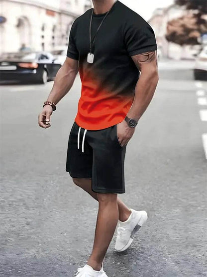 Men's Casual T-Shirt and Shorts Set - Short Sleeve Beach Style - Buy Center