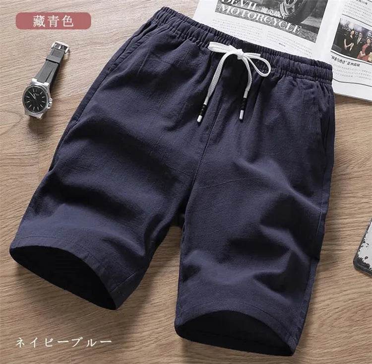 Asyabuykal Men's Slim Fit Knee Length Shorts - Cotton Linen, Breathable Summer Wear - Buy Center