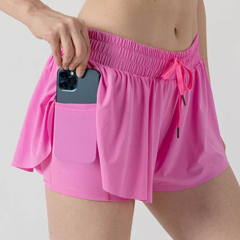 INLUMINE Women's 2-in-1 Flowing Sports Shorts - Butterfly Design - Buy Center