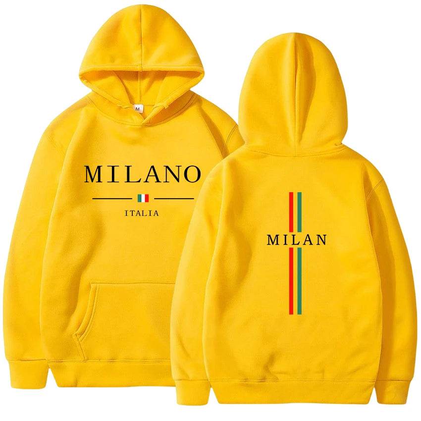 Casual Men's Hoodie Pullover - Milan Print, Versatile High-Quality Sweatshirt - Buy Center