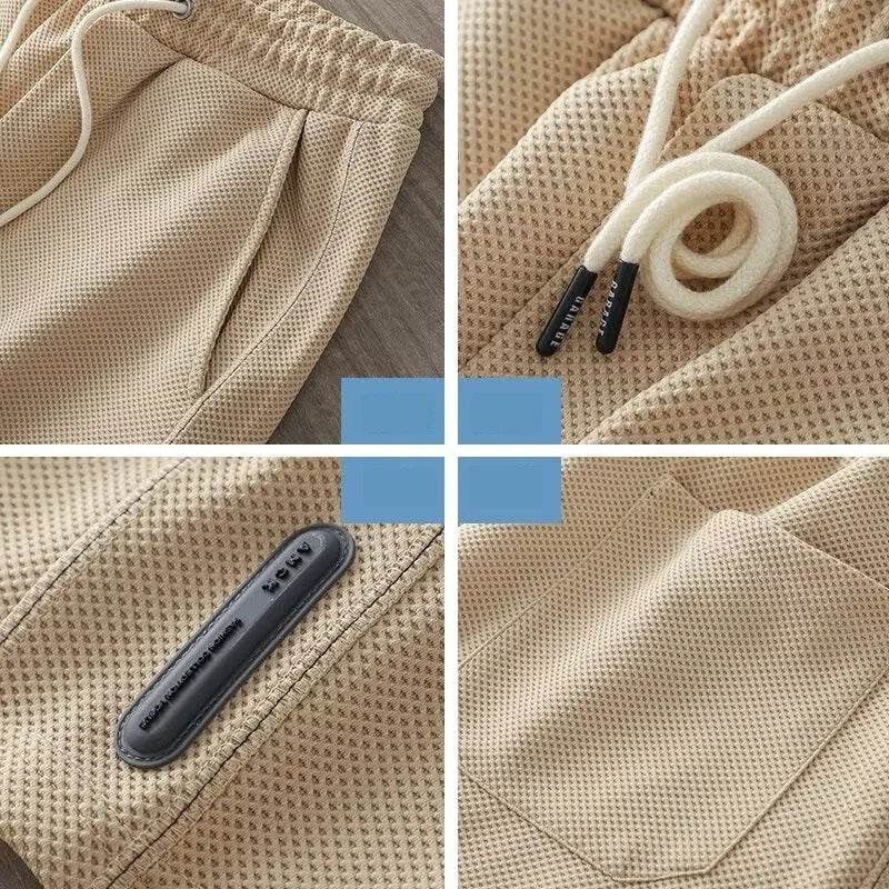 Bakorobaty Men's Summer Waffle Y2K Shorts - Casual Drawstring Bermuda - Buy Center