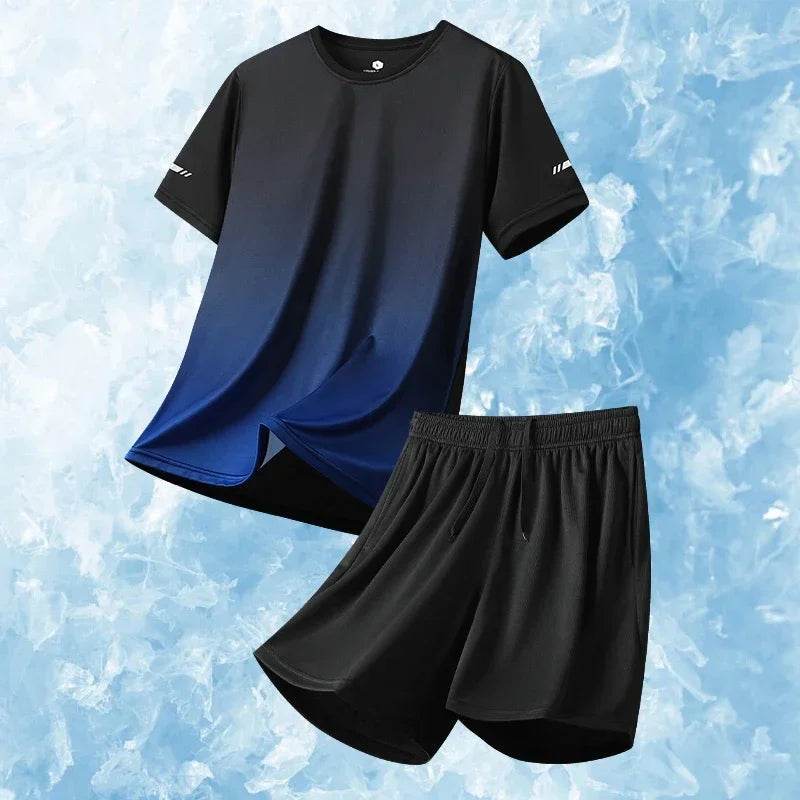 Men’s Summer Ice Silk Tracksuit - Short Sleeve Sports Set - Buy Center