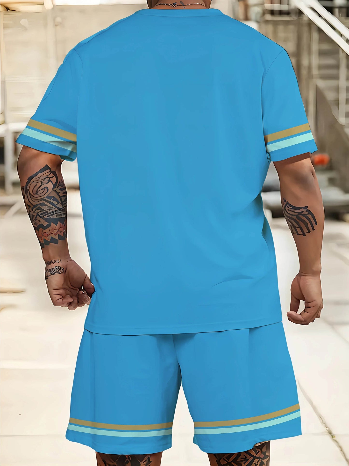Men's Summer Sports Suit - Breathable Round Neck Short Sleeve Set - Buy Center