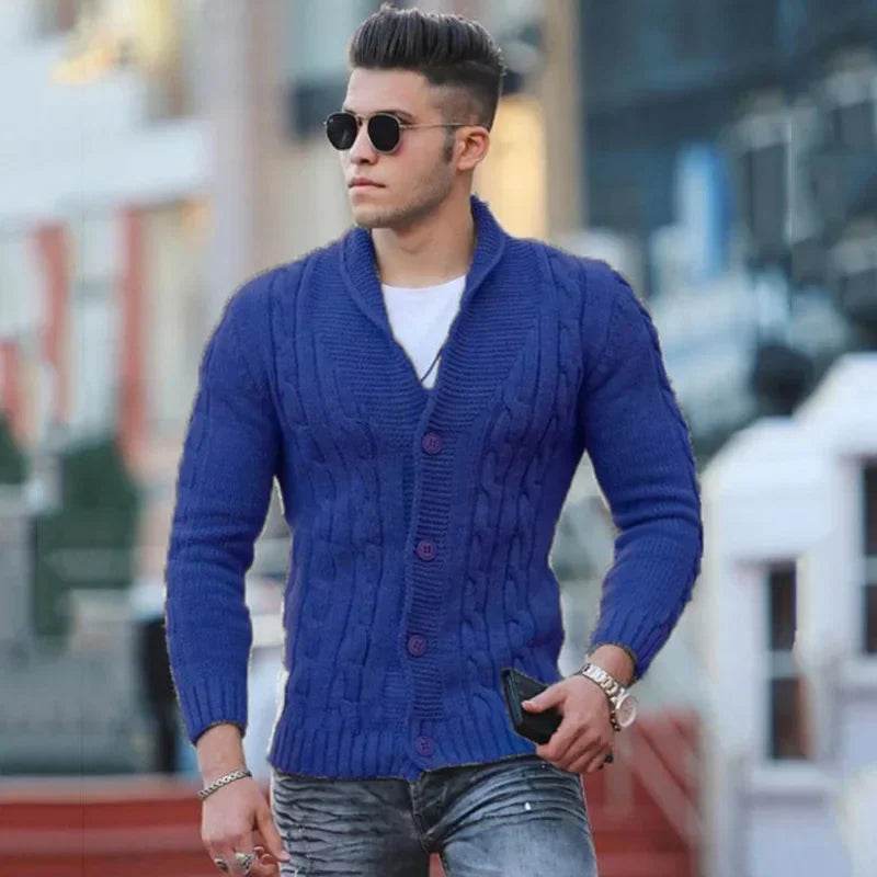 Kalenmos Men’s V-Neck Loose Sweater - Cozy Casual Cardigan for Autumn - Buy Center