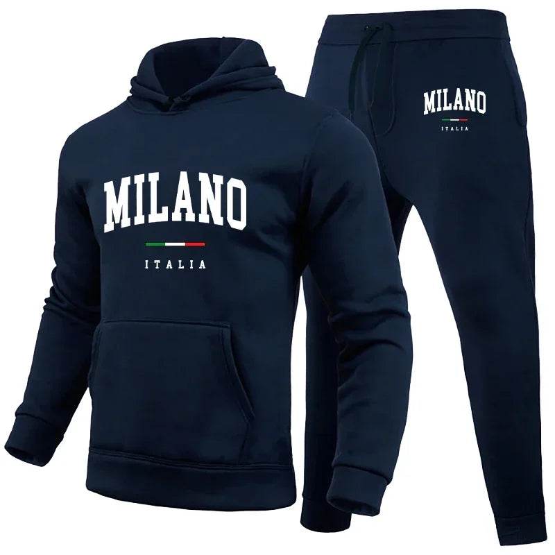 Milano Print Men's Luxury Hoodie Set - Casual Jogging Tracksuit - Buy Center