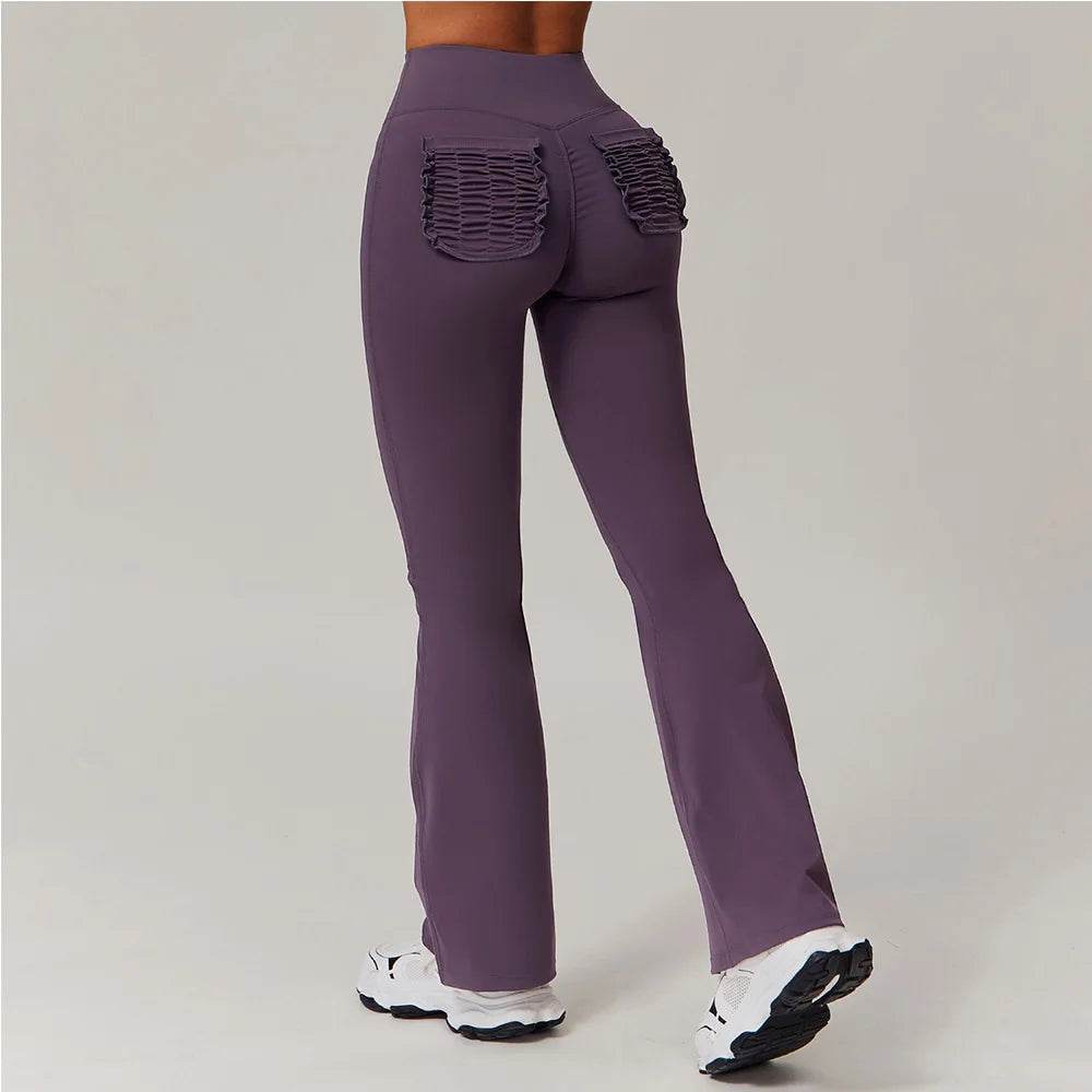 SWELTERING Women's High Stretch Yoga Leggings - Bell-Bottoms with Pockets - Buy Center