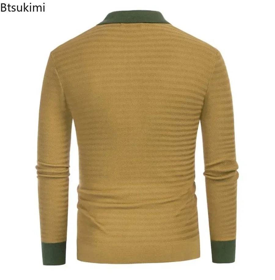 Btsukimi Men's Long Sleeve Knitted Cardigan - Stylish Striped Knitwear - Buy Center