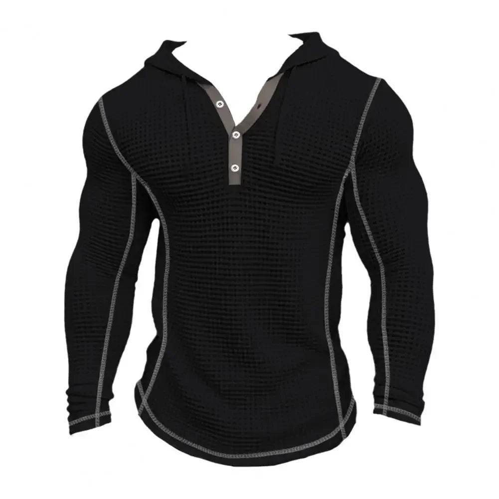 Slim Fit V-Neck Hoodies for Men - Casual Polyester Long Sleeve - Buy Center