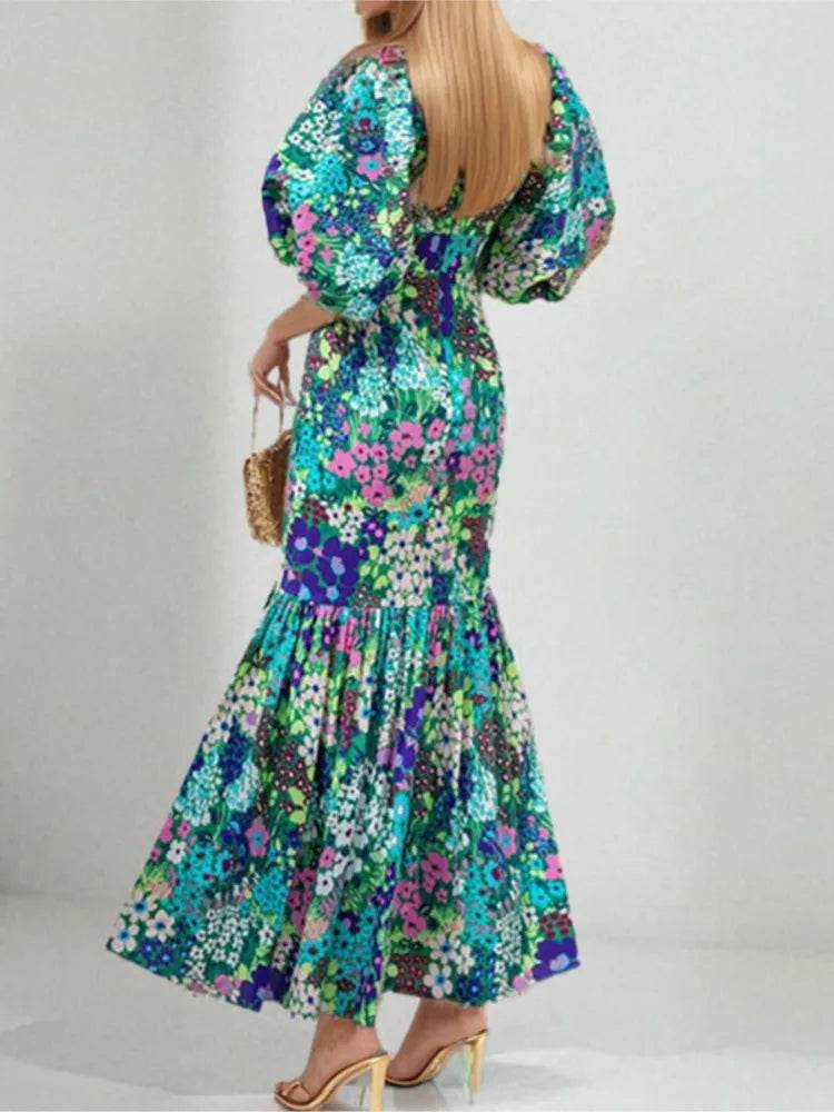 Elegant Casual Dress for Women - O-Neck Puff Sleeve Summer Style - Buy Center