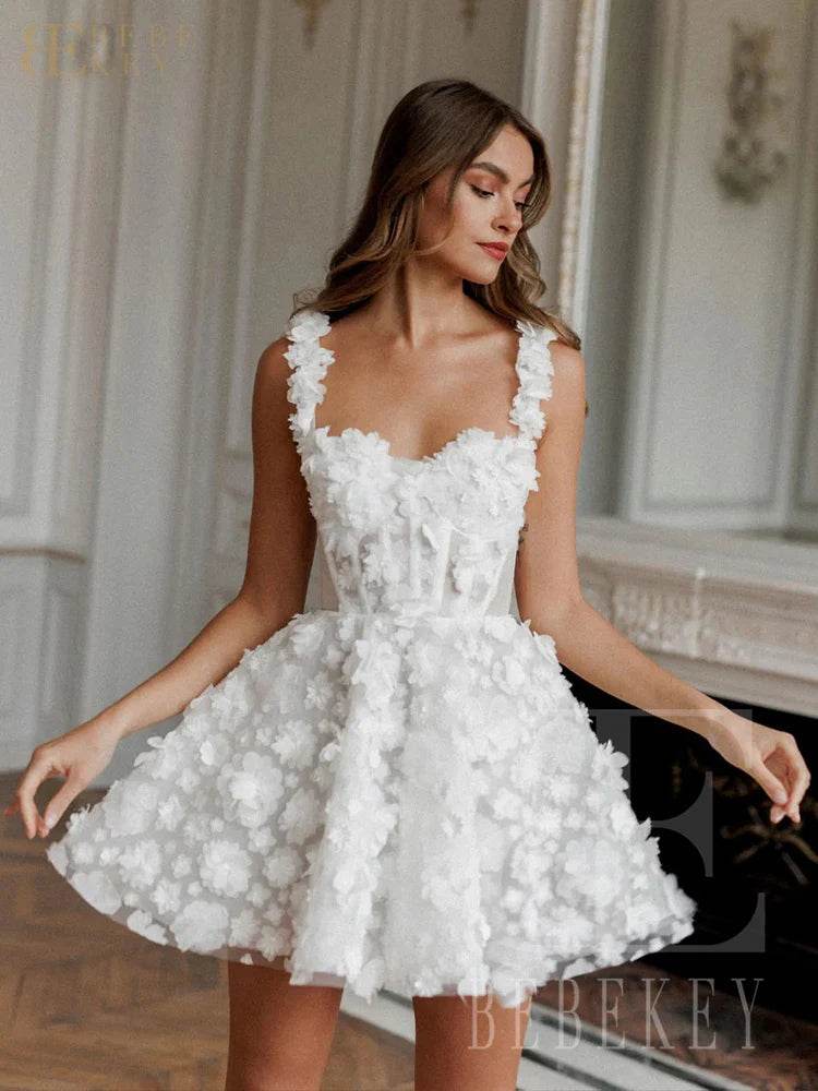 BEBEKEY Customized 3D Flower Mini Prom Dress - Spaghetti Straps A-Line - Buy Center