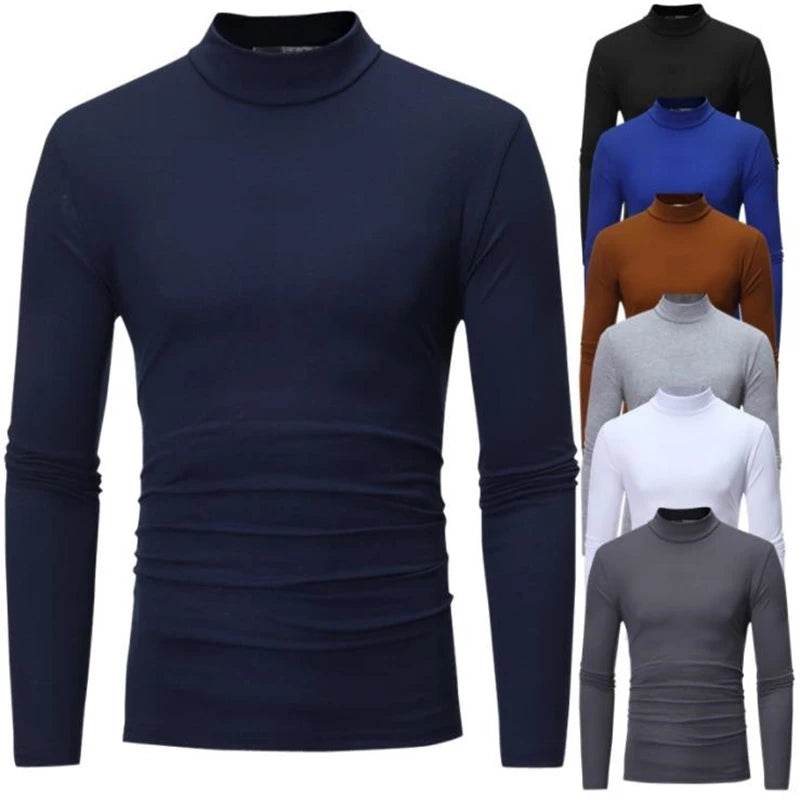 Bigsweety Men's Slim Fit Turtleneck Pullover - Casual Solid Color Top - Buy Center