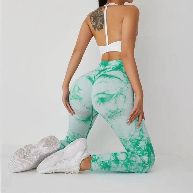 Sexy High Waist Yoga Leggings - Tie-Dye Seamless Fitness Tights - Buy Center