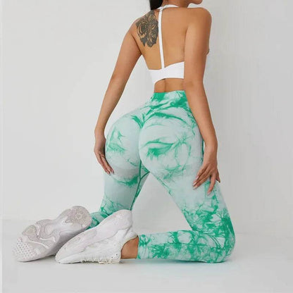 Sexy High Waist Yoga Leggings - Tie-Dye Seamless Fitness Tights - Buy Center