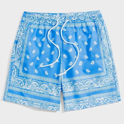 Classic Perris Pattern Beach Shorts for Men - Retro Casual Swim Trunks - Buy Center