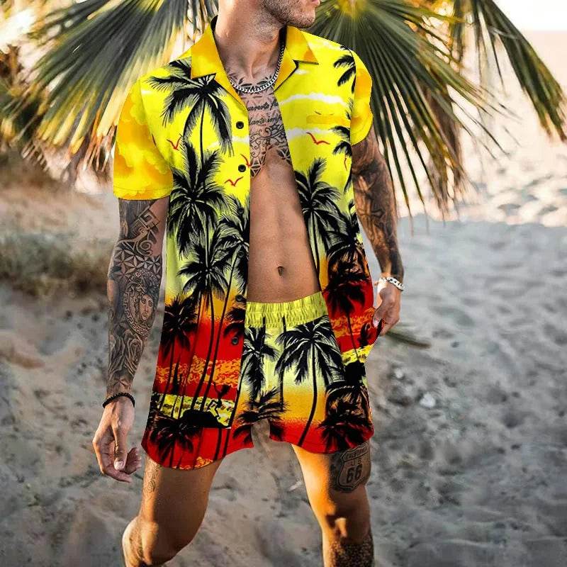 Hawaiian Men’s Cardigan 2-Piece Set - Summer Short Sleeve & Shorts - Buy Center