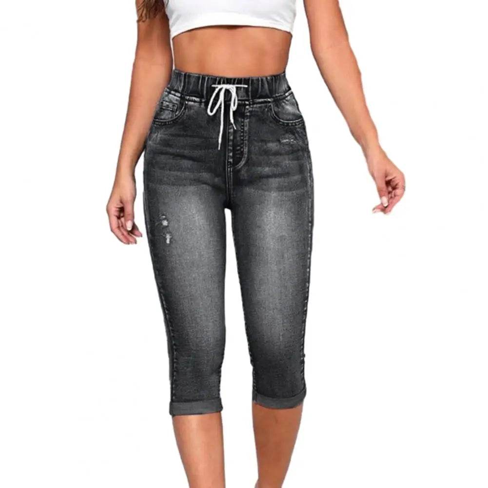 SANWOOD High Waist Denim Jeggings - Casual 3/4 Pants for Women - Buy Center