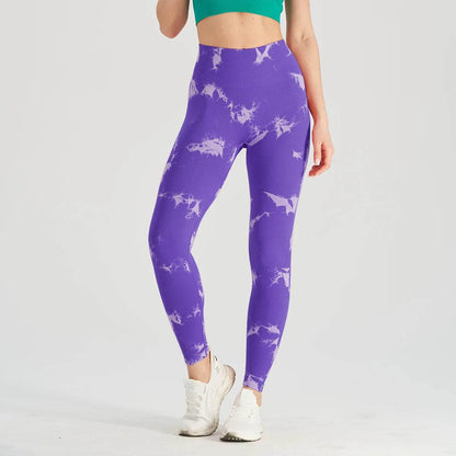 Sexy High Waist Yoga Leggings - Tie-Dye Seamless Fitness Tights - Buy Center