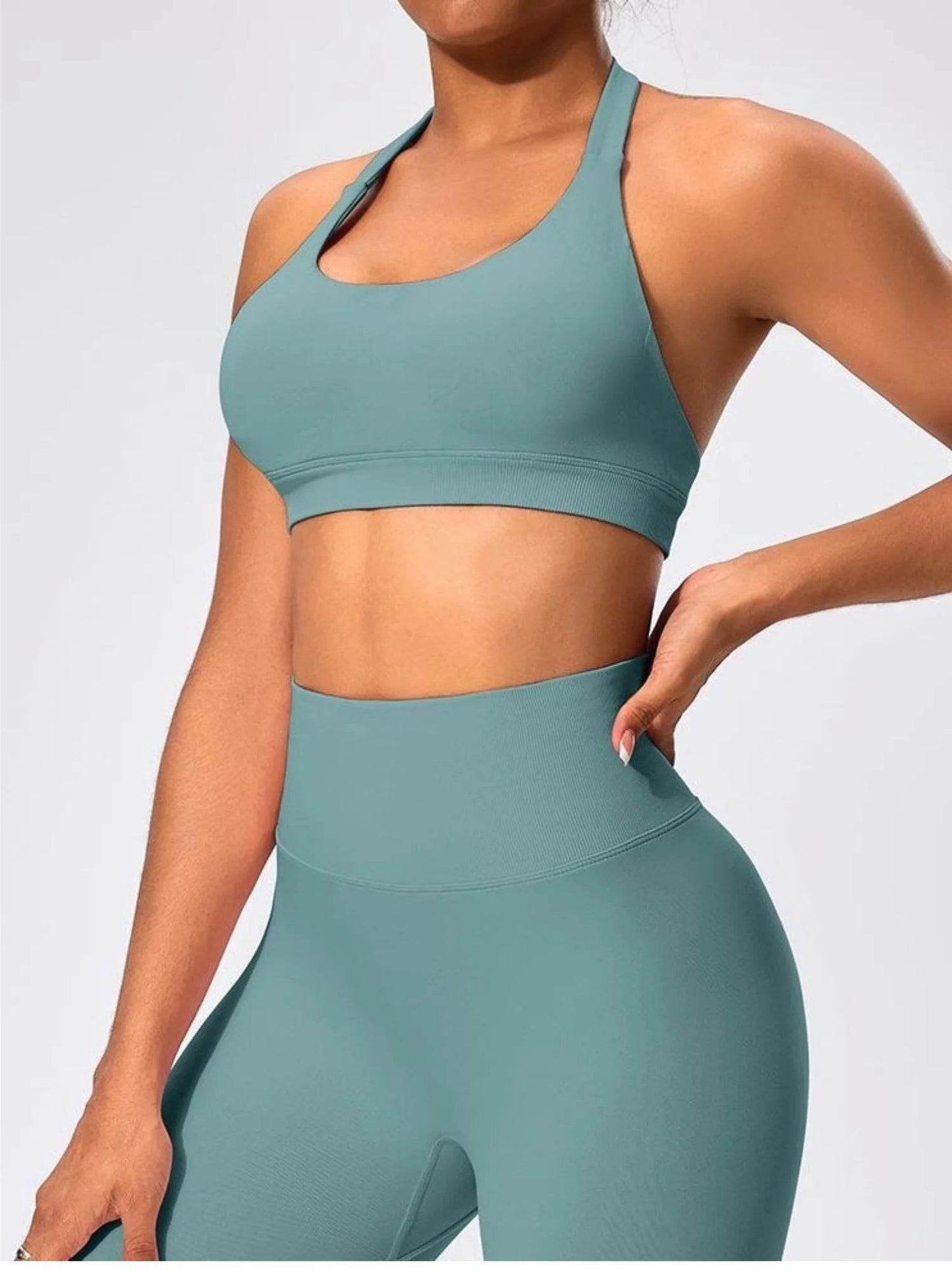 Women’s Summer Fitness Set - High Waist Yoga Shorts & Backless Bra - Buy Center