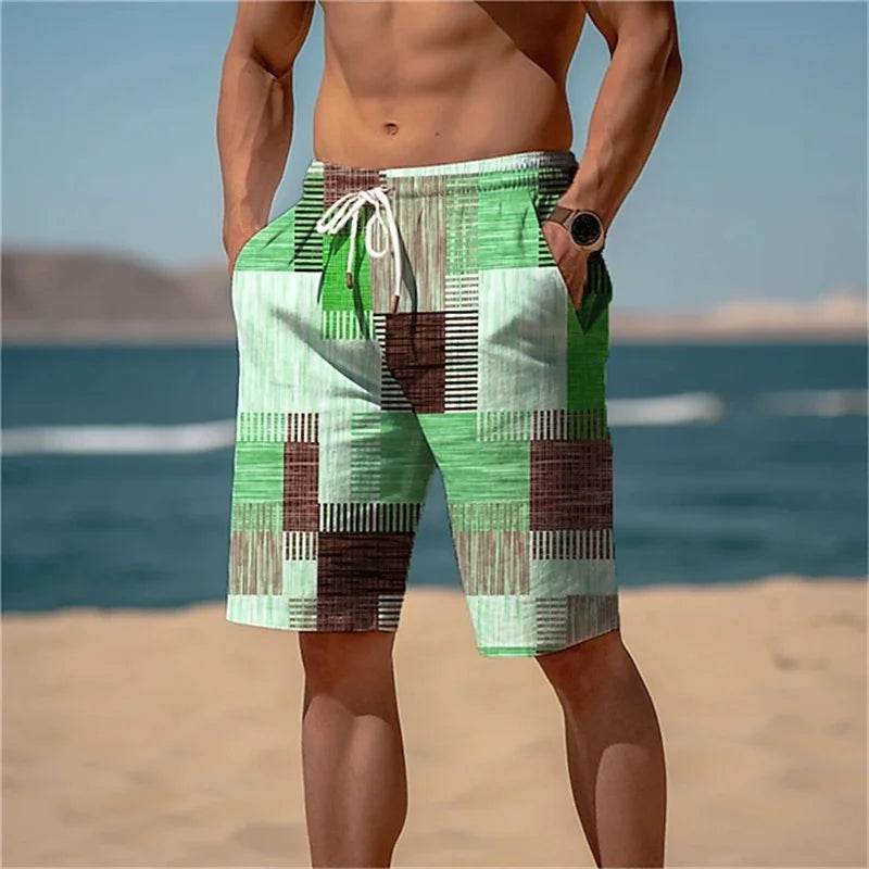 MCDV Men's Swim Trunks - Drawstring, Breathable Retro Patchwork Shorts - Buy Center