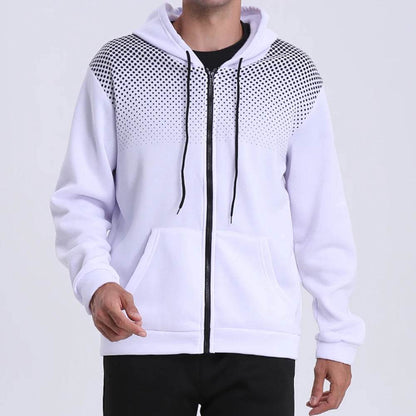 Men's Zip Up Hoodie - Polka Dot Print, Casual Slim Fit Sweatshirt - Buy Center