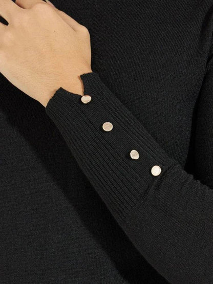 Women's Cropped Turtleneck Sweater with Buttons - Casual Knit Pullover - Buy Center