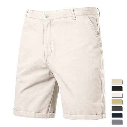 GQXAON Men's Solid Color Cotton Knee Shorts - Casual Bermuda Style - Buy Center