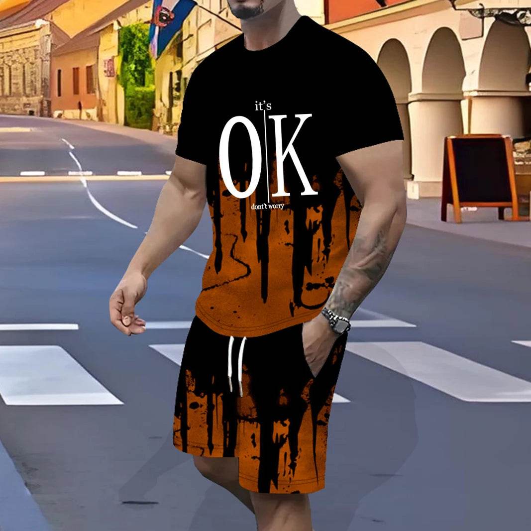 Men's Fast-Drying Sports Suit - 3D Gradual Change Polyester Design - Buy Center