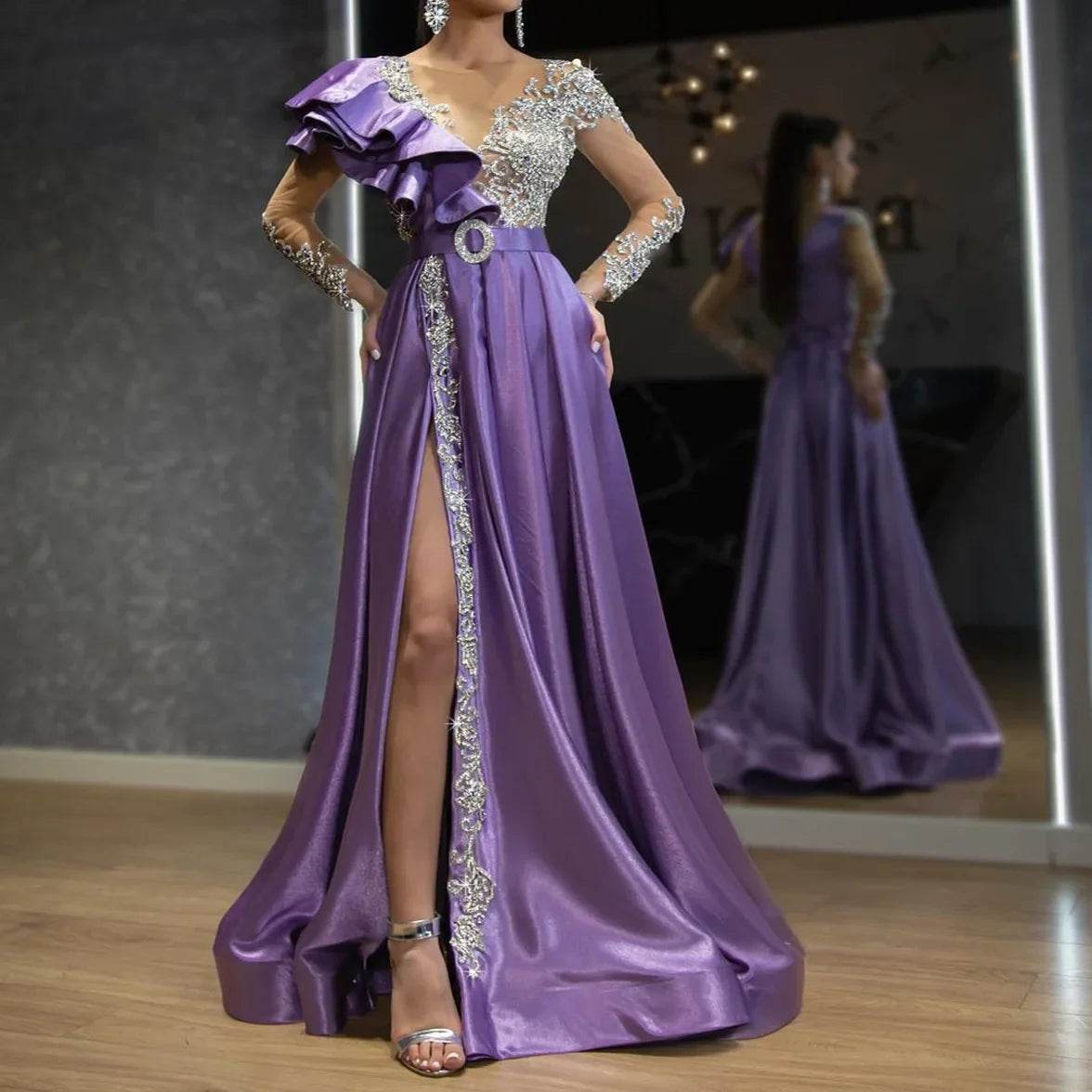 2024 Spring Sequin Purple Glitter Dress - Women's Evening Wear - Buy Center