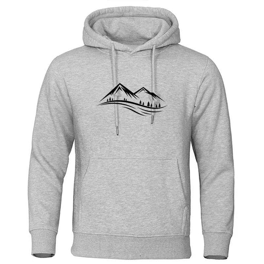 Casual Men's Mountain Printed Hoodies - Spring Autumn Long Sleeve - Buy Center